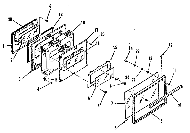 Kenmore 9119398710 oven door section diagram