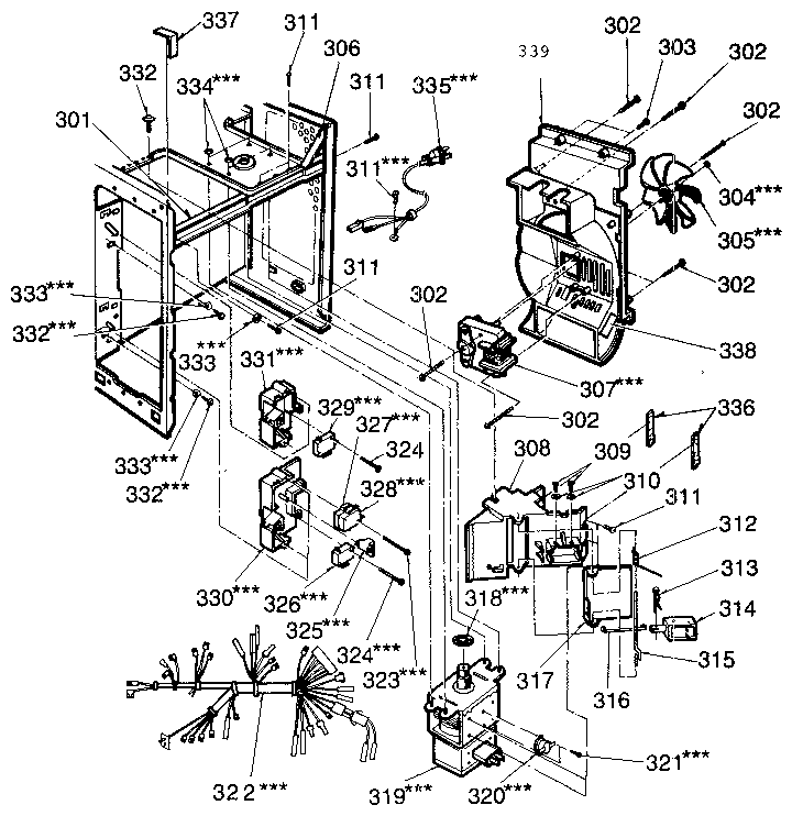 Kenmore 7218876780 switches and microwave parts diagram