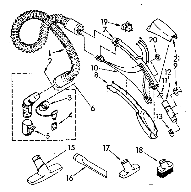Kenmore 1162645288 hose and attachment parts diagram