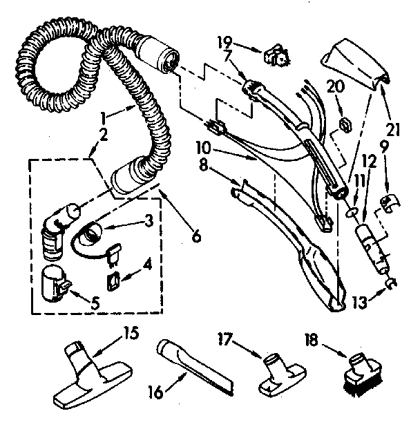 Kenmore 1162845081 hose and attachment diagram