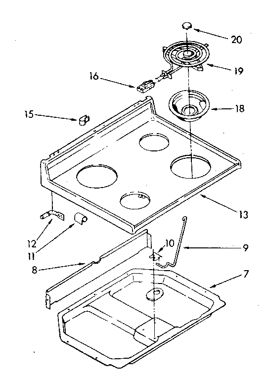 Whirlpool RF3020XPW0 cooktop diagram