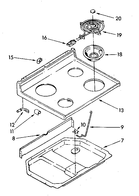 Kenmore 99528 (1988) cooktop diagram