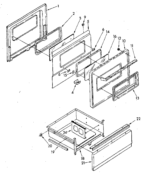 Kenmore 99528 (1988) door and drawer diagram