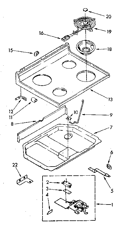 Whirlpool RF365BXPW0 cooktop diagram