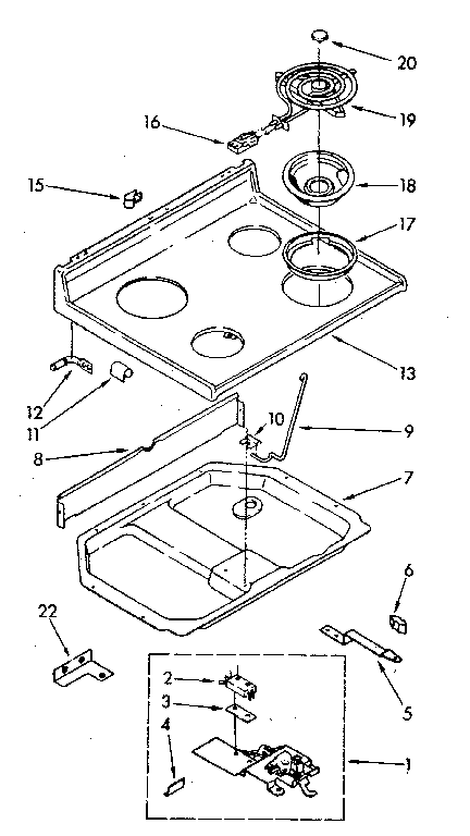 Kenmore 99541 (1988) cooktop diagram