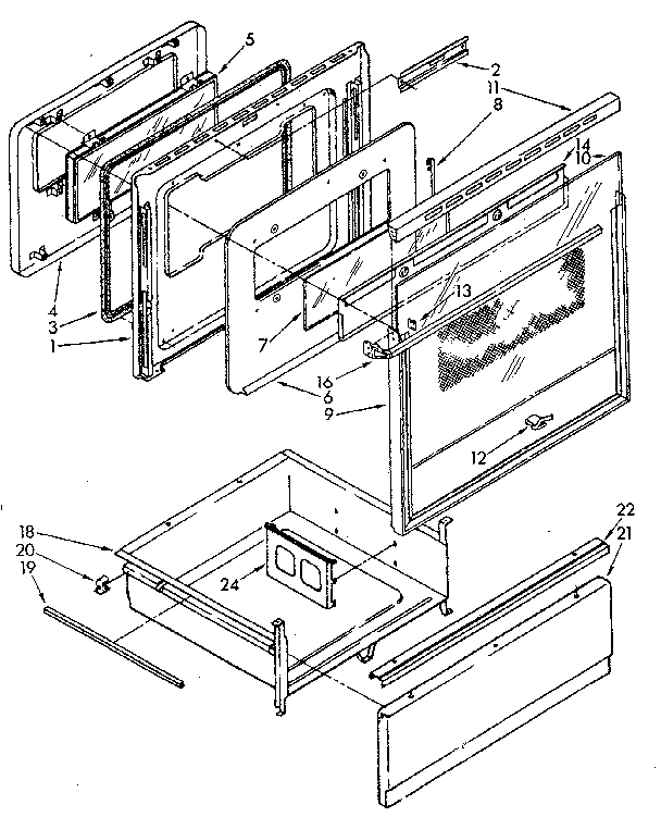 Kenmore 99541 (1988) door and drawer diagram