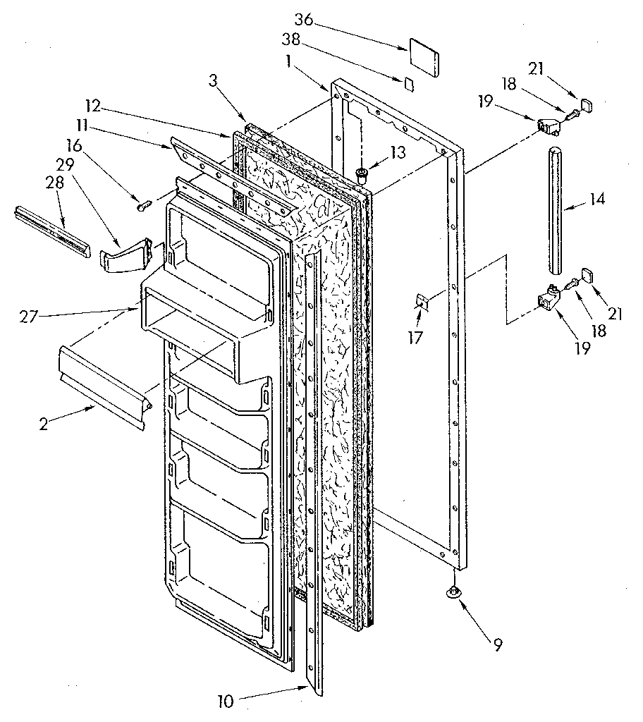 Whirlpool ED19SKXRGR1 refrigerator door diagram