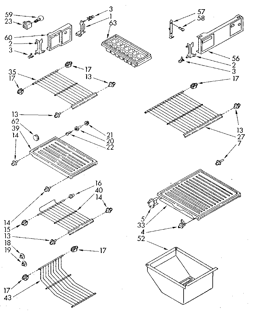 Whirlpool ED19SKXRGR1 shelf diagram