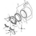 Speed Queen NG4619L53728 front bulkhead, air duct, felt seal and cylinder diagram