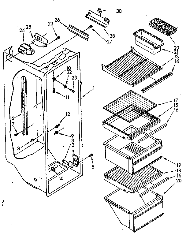 Whirlpool ED20AKXSN00 refrigerator liner diagram