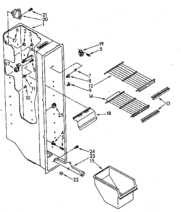 Whirlpool ED20AKXSN00 freezer liner diagram