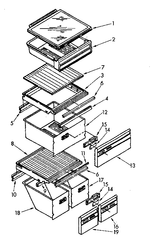 Whirlpool ED22DWXTG00 refrigerator shelf diagram