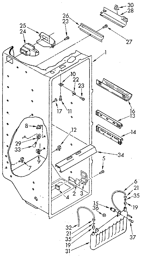 Whirlpool ED25DWXTF00 refrigerator liner diagram