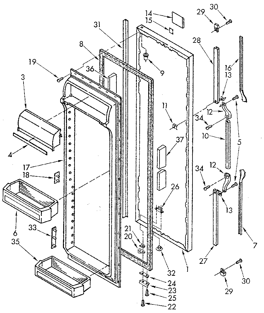 Whirlpool ED25DWXTF00 refrigerator door diagram