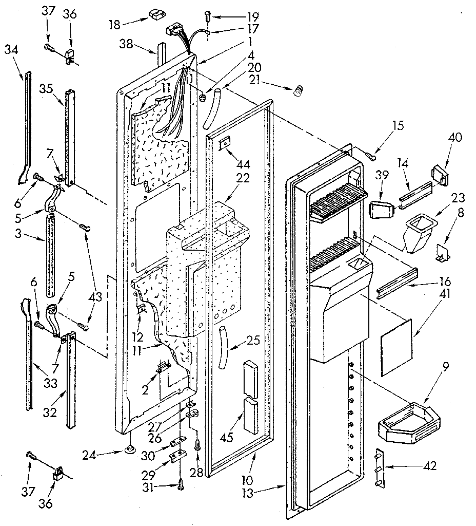 Whirlpool ED25DWXTF00 freezer door diagram