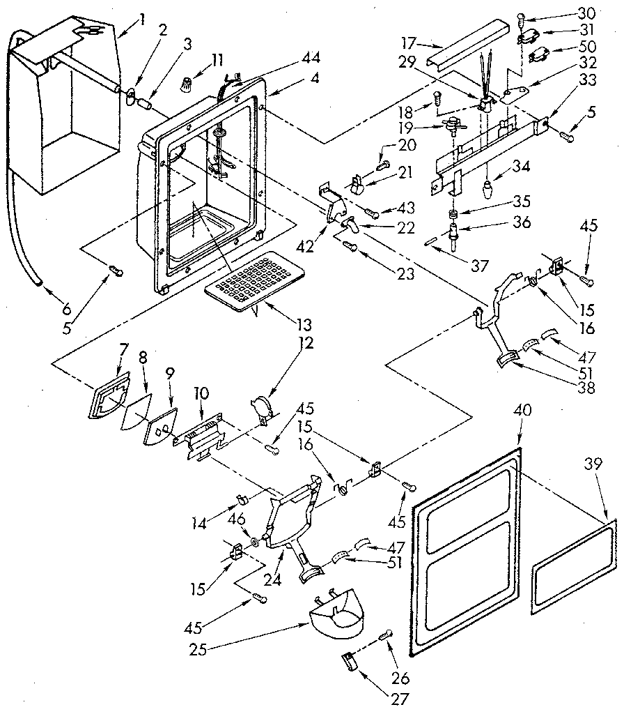 Whirlpool ED25DWXTF00 dispenser front diagram