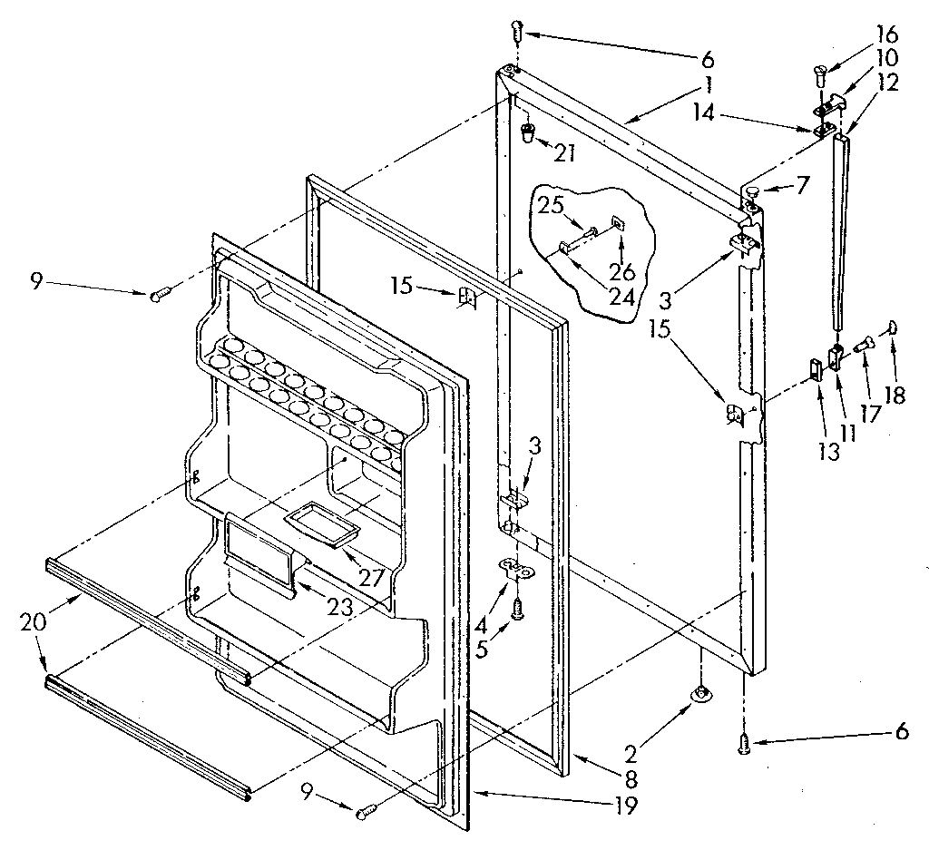 Whirlpool ET16JKYSF01 refrigerator door diagram