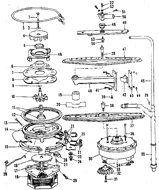 Kenmore 5871647580 motor, heater, & spray arm diagram