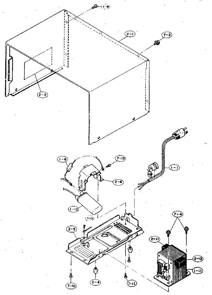 Kenmore 99715 (1988) cabinet and unit angle diagram