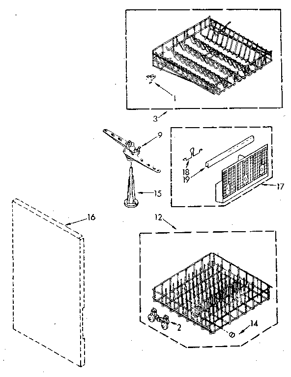 Kenmore 19385 (1988) dishrack diagram
