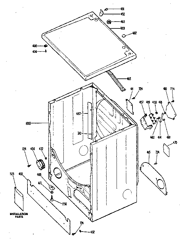 Kenmore 363DDE8200GAL cabinet asm. diagram