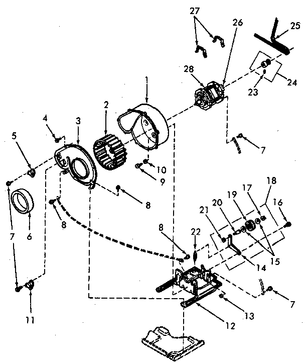 Speed Queen NE4613W43721 motor, exhaust fan and belt diagram