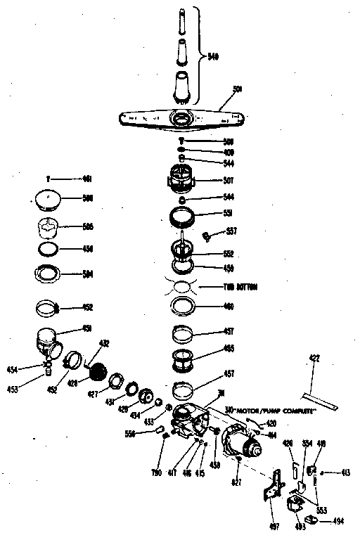 GE GSC702-07 motor-pump mechanism diagram