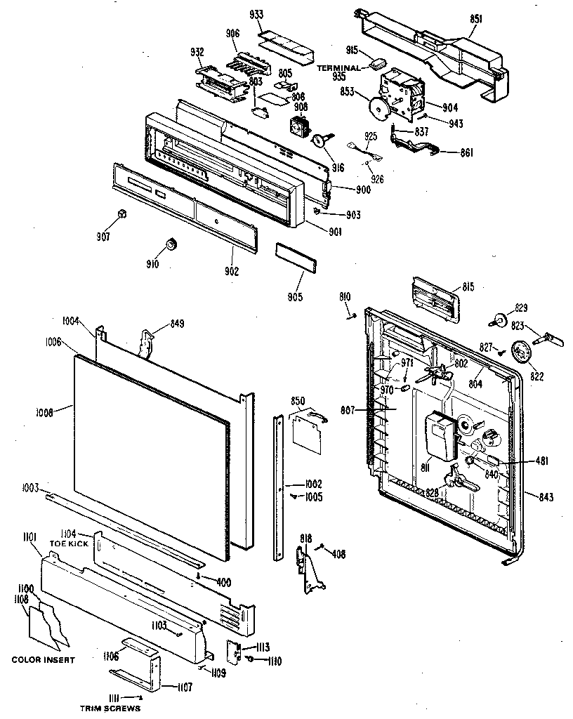GE GSD1200G02 control panel and front diagram