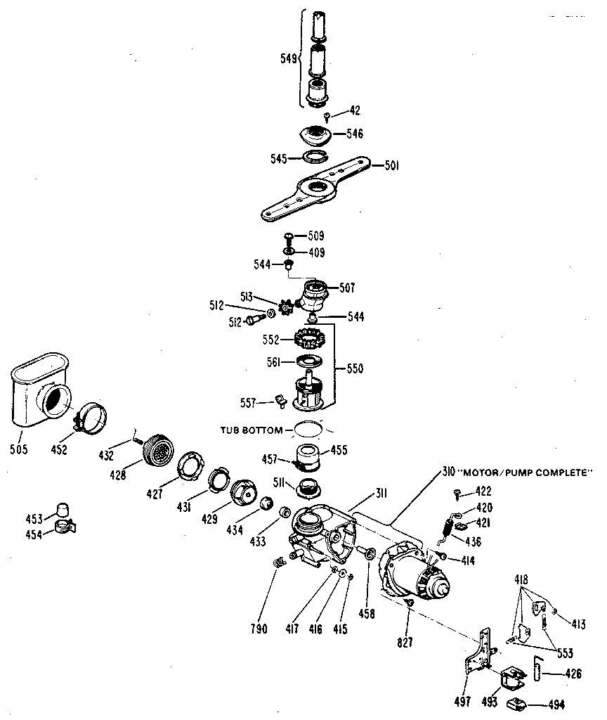 GE GSD1200G02 motor and pump assembly diagram