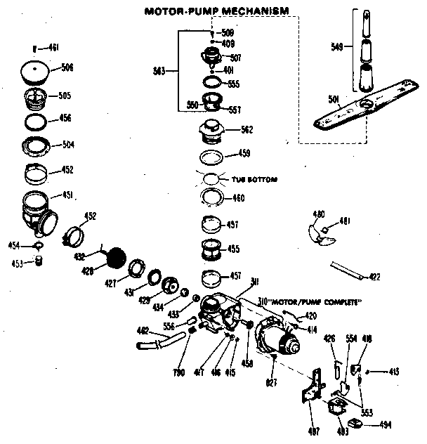 Kenmore 18081 (1988) motor-pump assembly diagram