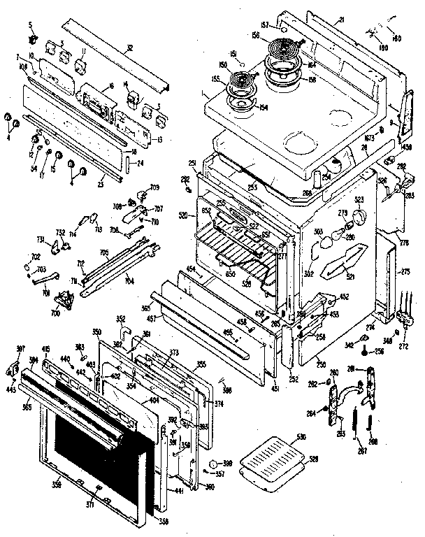 GE JB450G0J3 electric range diagram