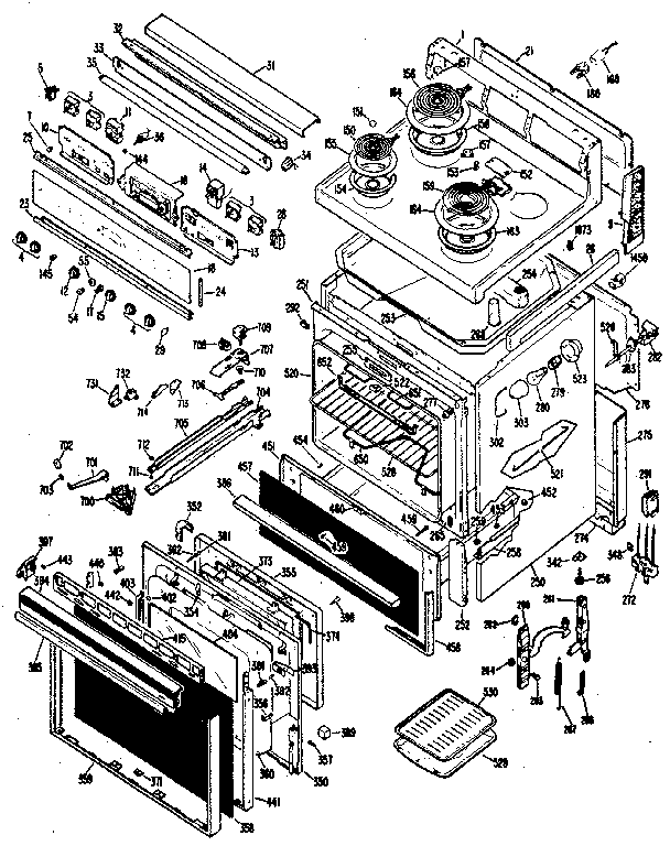 Kenmore 99158 (1988) electric range diagram