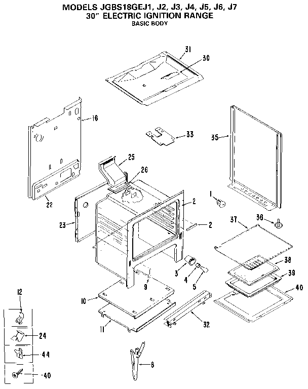 GE JGBS18GEJ6 basic body diagram
