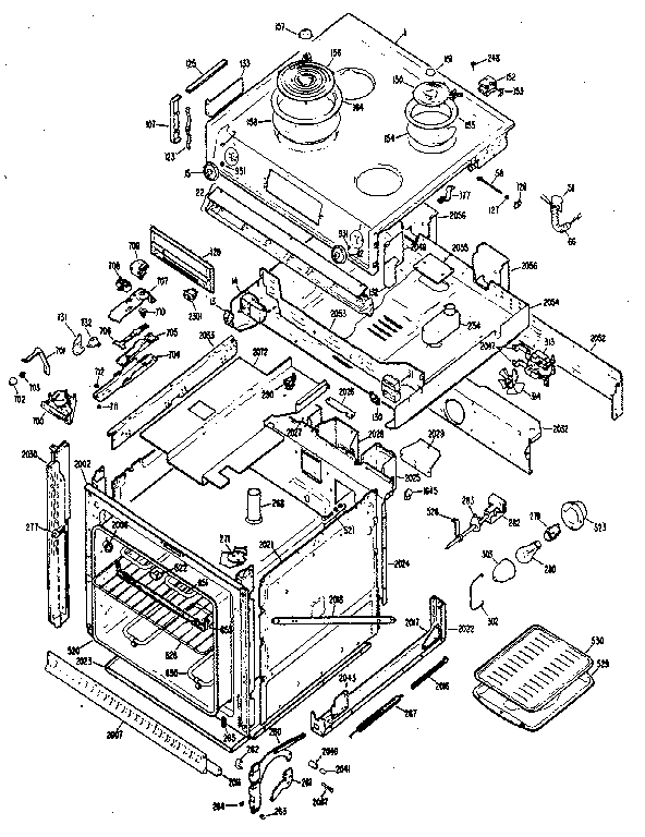 GE JMP26G0J3 cooktop & case parts diagram