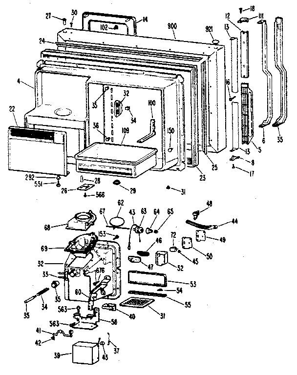 GE TBX25RKB freezer door diagram