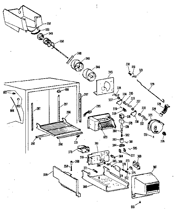 GE TBX25RKB ice bucket assembly diagram