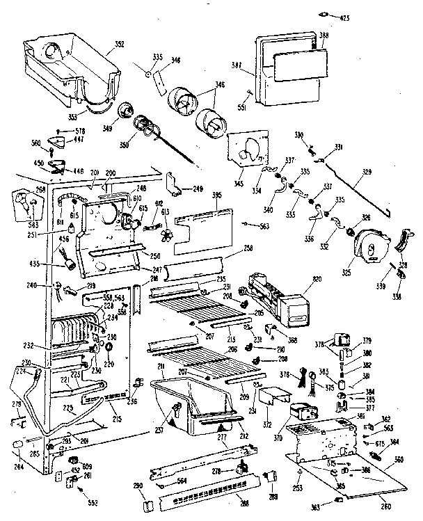 GE TFX24RJF freezer section diagram