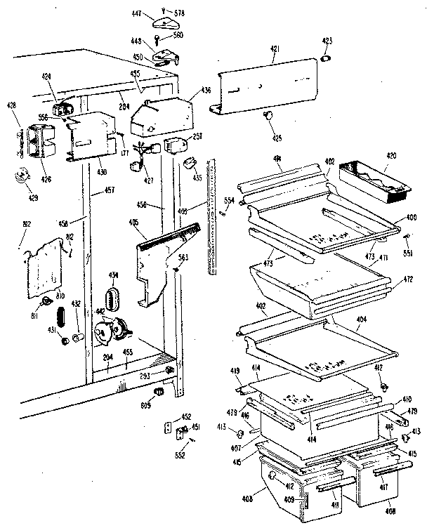 GE TFX24RJF fresh food section diagram