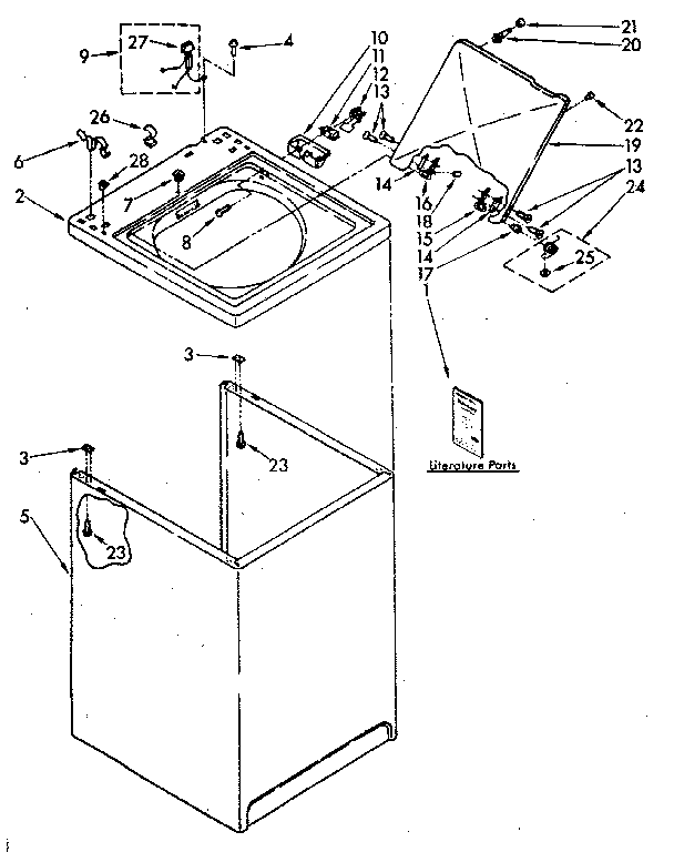 Kenmore 11082781300 top and cabinet diagram