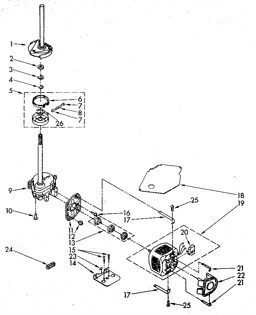Kenmore 11082781300 brake, clutch, gearcase, motor and pump diagram