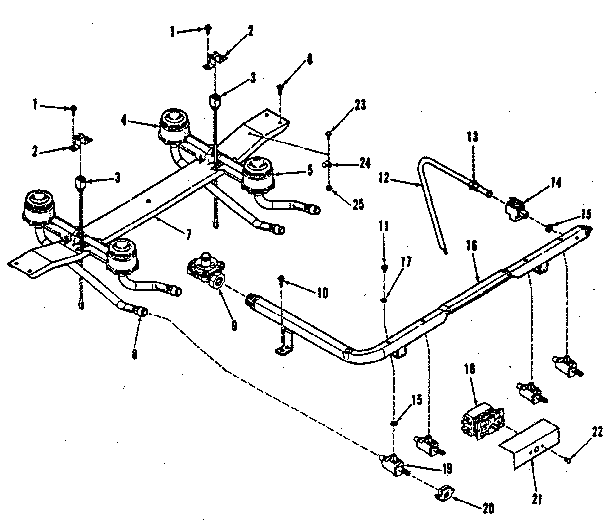Kenmore 9117358710 top burner section diagram