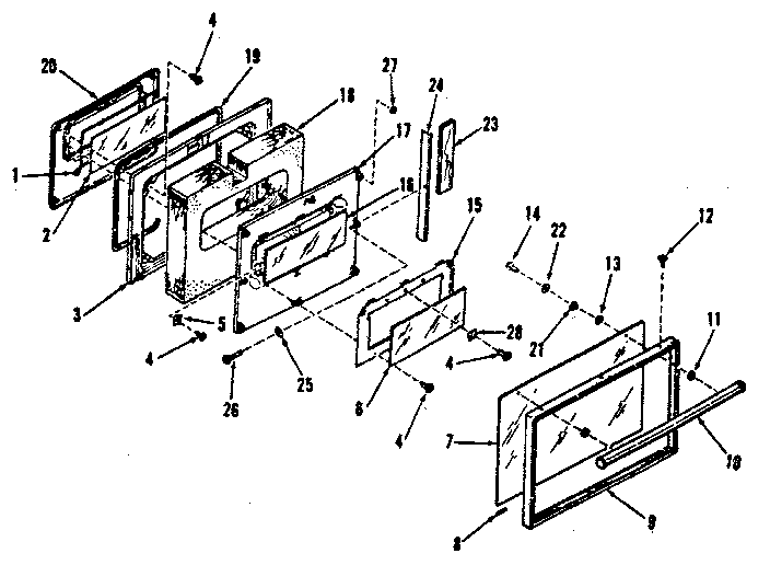 Kenmore 9117358710 oven door section diagram