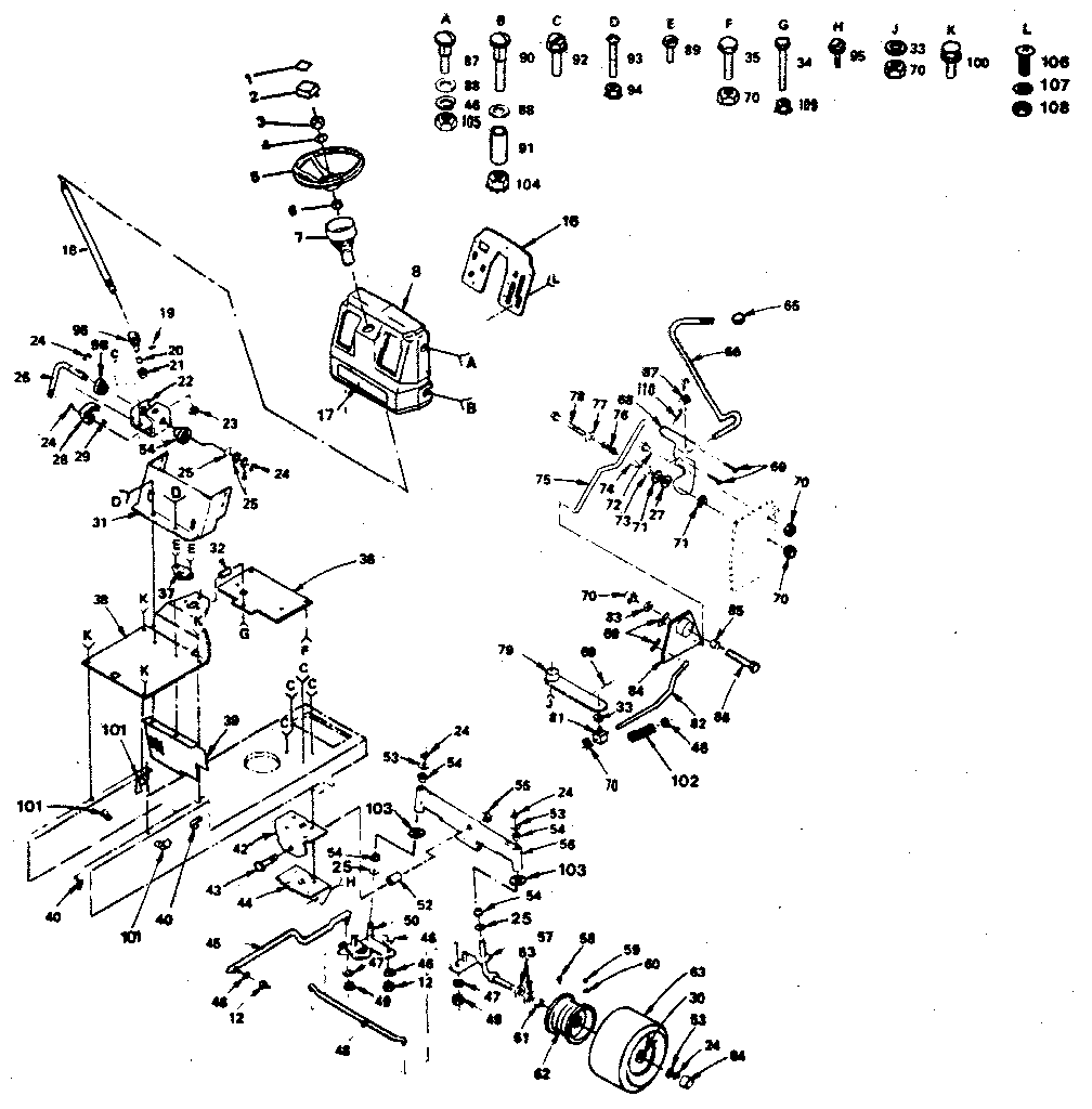 Craftsman 917254580 steering assembly diagram