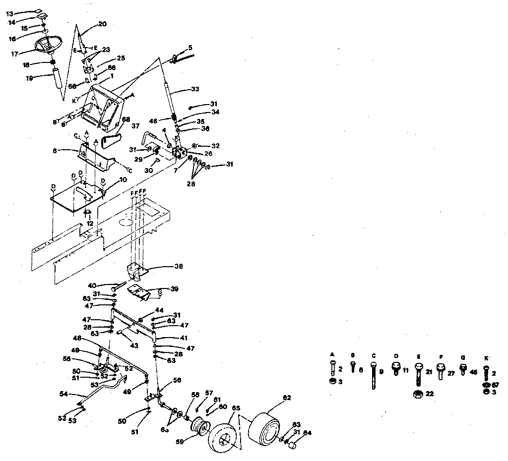 Craftsman 917254230 steering and front axle diagram