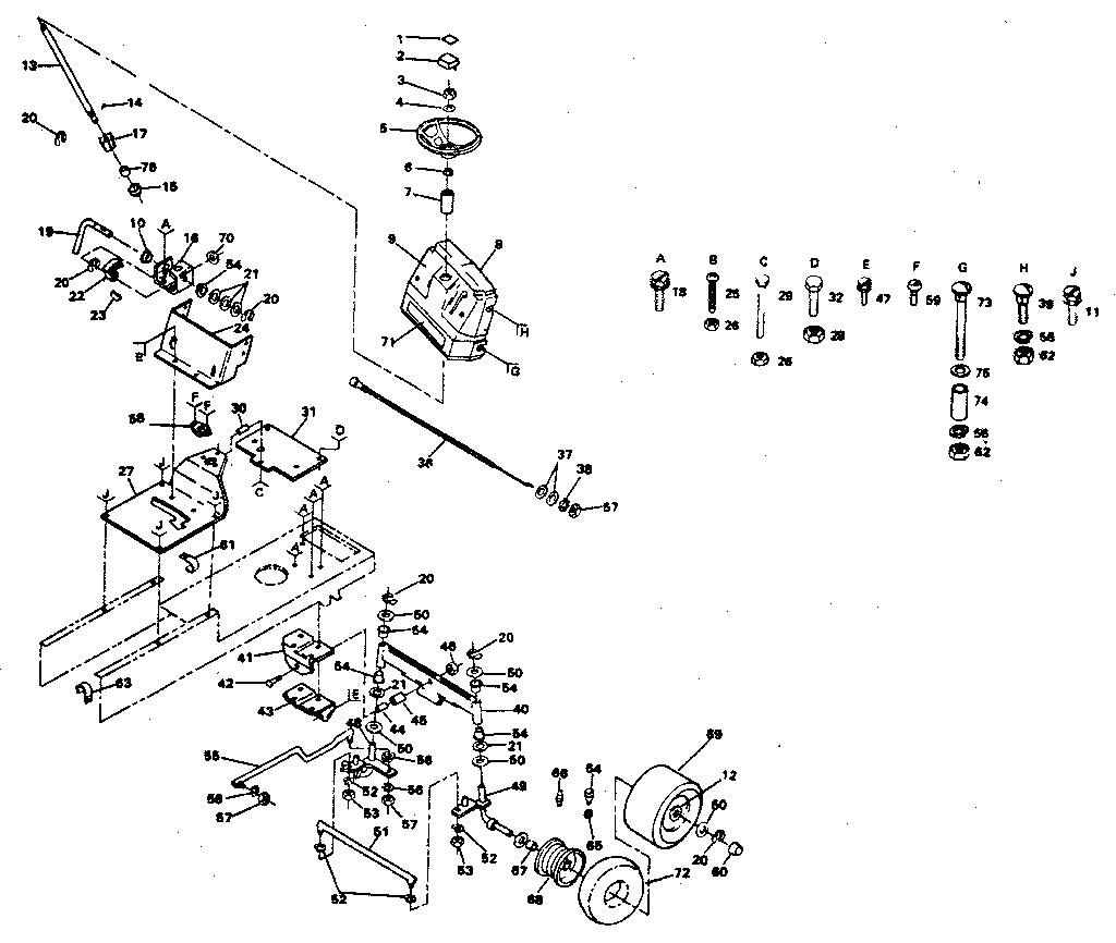 Craftsman 917254310-1987 steering assembly diagram