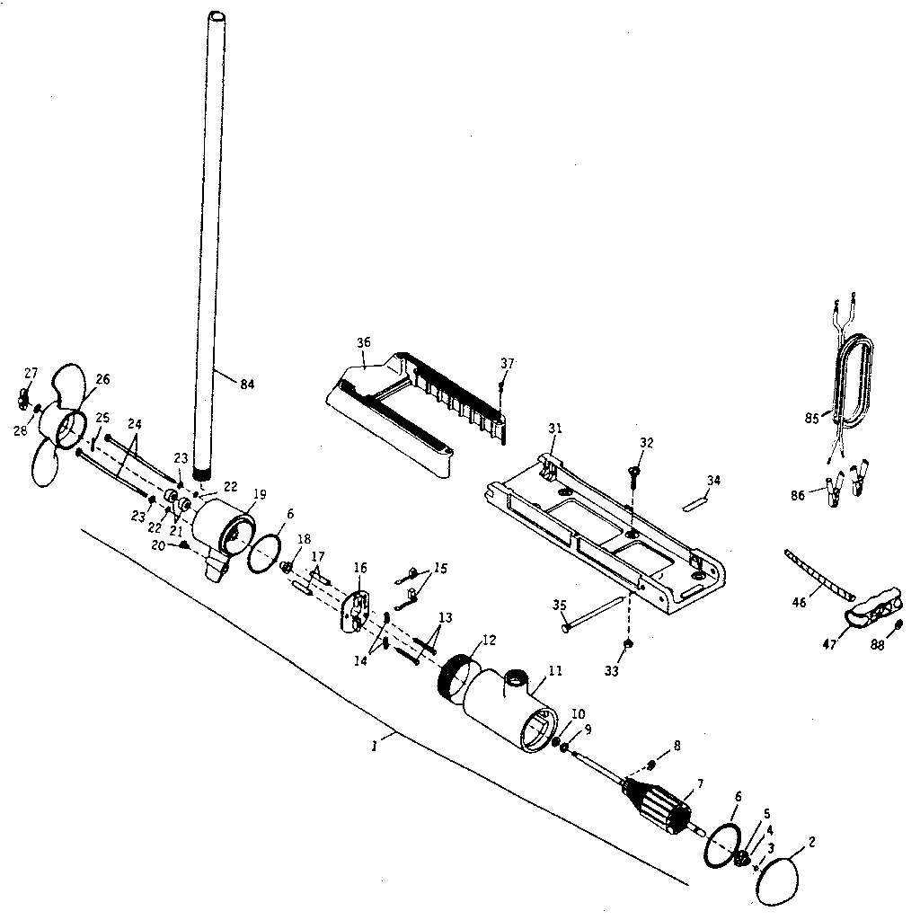 Minn Kota 365M motor assembly diagram