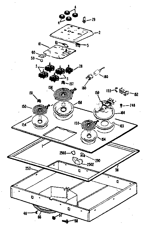 Kenmore 22102 (1988) cooktop diagram