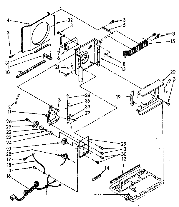 Kenmore 1068760782 air flow and control parts diagram