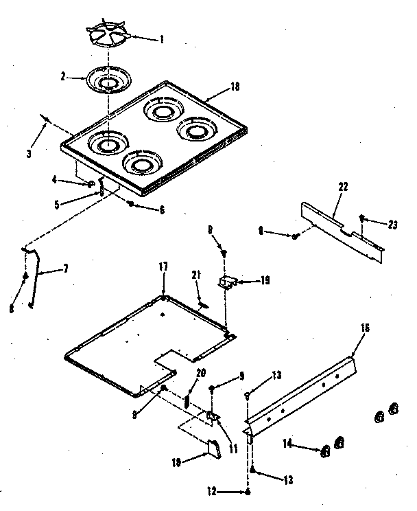 Kenmore 9117398810 main top section diagram