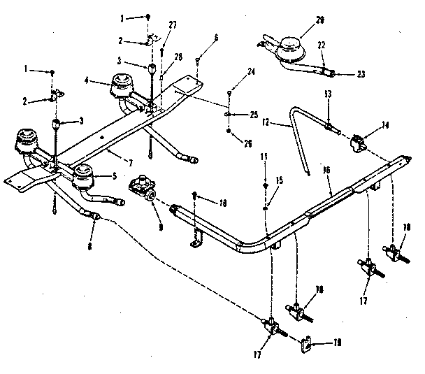 Kenmore 9117398810 top burner section diagram